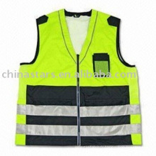 Jaune 100% polyester Gilet de sécurité réfléchissant avec poches